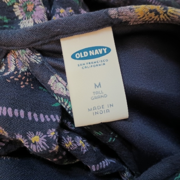 Old Navy Cottagecore Floral Dress M Tall Midi Maxi Blue Prairie Ruffle Peasant - Picture 10 of 14
